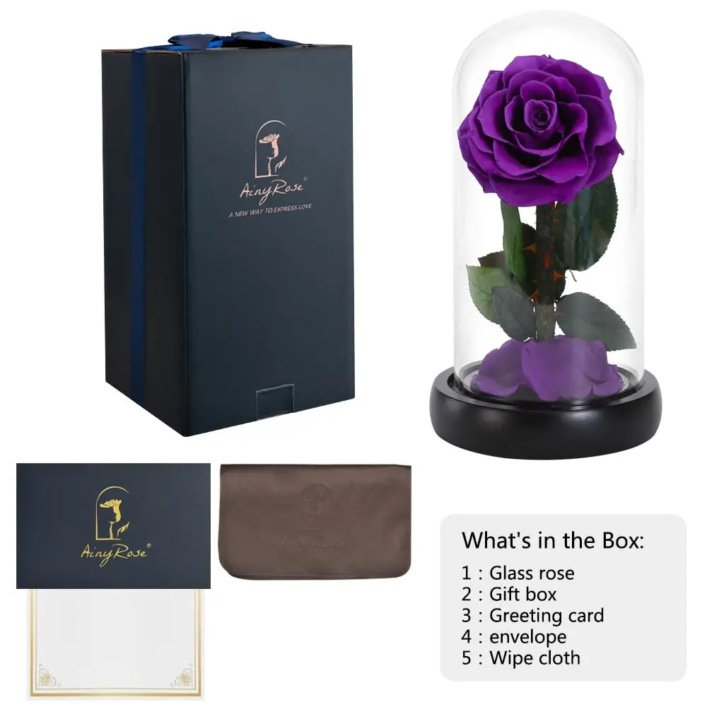 SW Preserved Real Rose Flower in Glass Dome | Romantic Gift for Women in Her Birthday & Anniversary - view 7