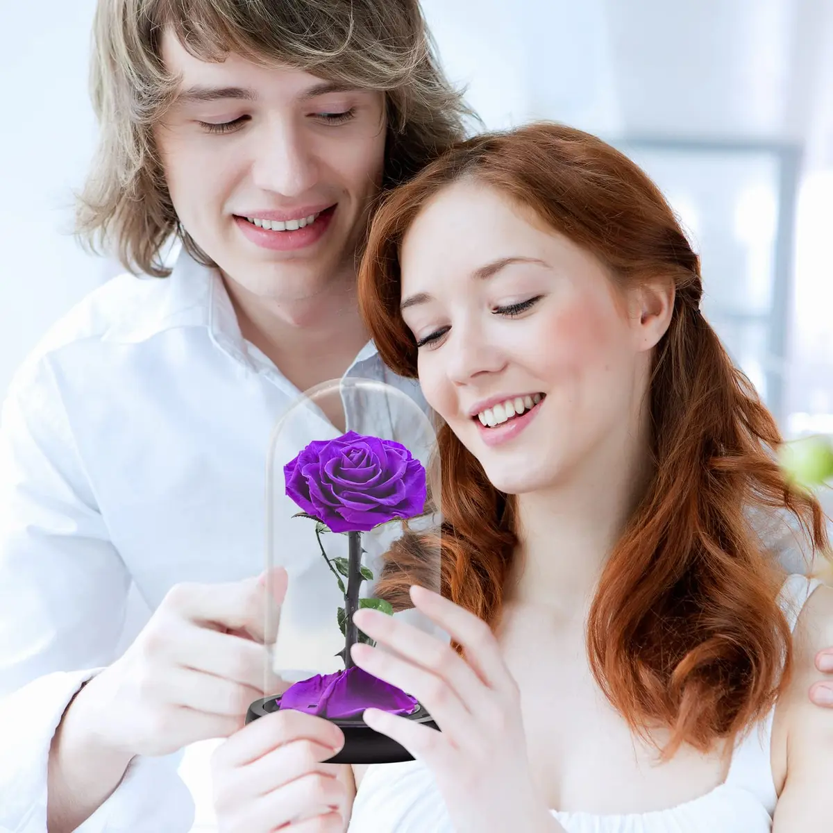SW Preserved Real Rose Flower in Glass Dome | Romantic Gift for Women in Her Birthday & Anniversary - view 3