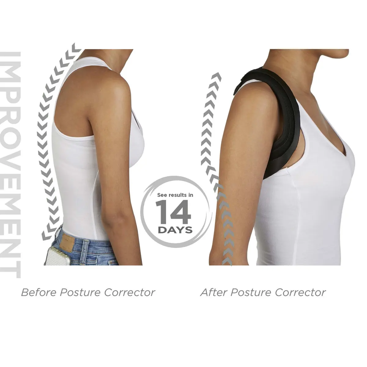 Mind Reader Posture Corrector, Adjustable Clavicle Brace, Lightweight, Nylon, 14"L x 4.25"W x 11.5"H, Black | Support for Spinal & Shoulder Alignment - view 7