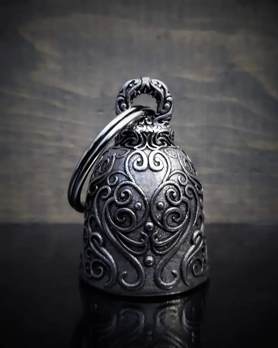 Bravo Bells Angel Motorcycle Biker Bell Accessory or Key Chain for Luck (Silver, Pewter) | Gremlin-Repelling Charm - view 3