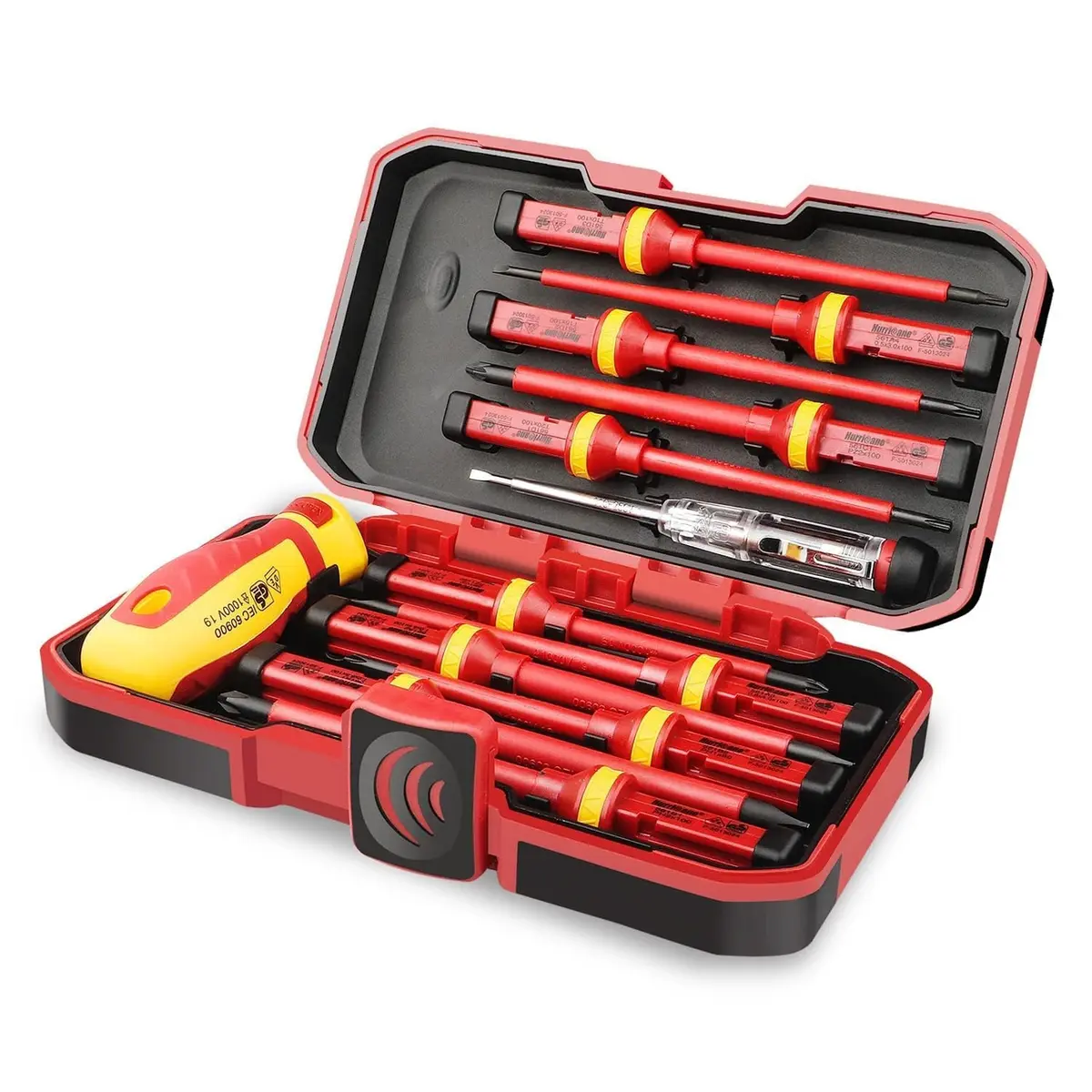 HURRICANE 1000V Insulated Electrician Screwdriver Set, 13 Piece Professional Electrical Screwdriver Set, CR-V Steel Magnetic Phillips Slotted Pozidriv Torx, Insulation VDE & GS Certified Screwdriver - main product image