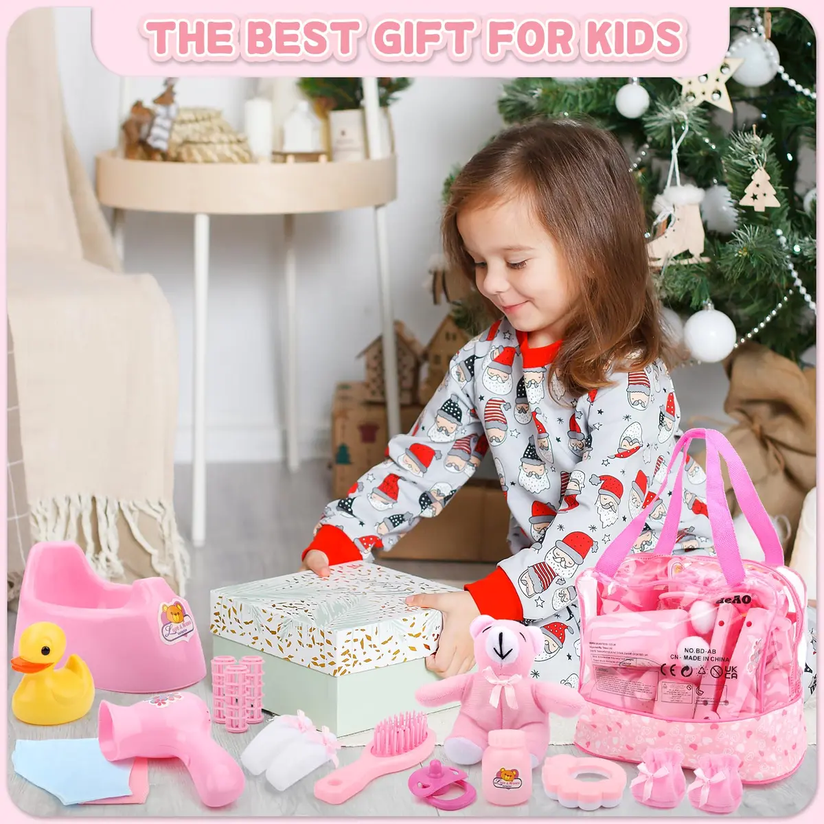 deAO 40 Pcs Baby Doll Accessories with Storage Bag | Feeding & Caring Playset for Kids 3+ - view 6