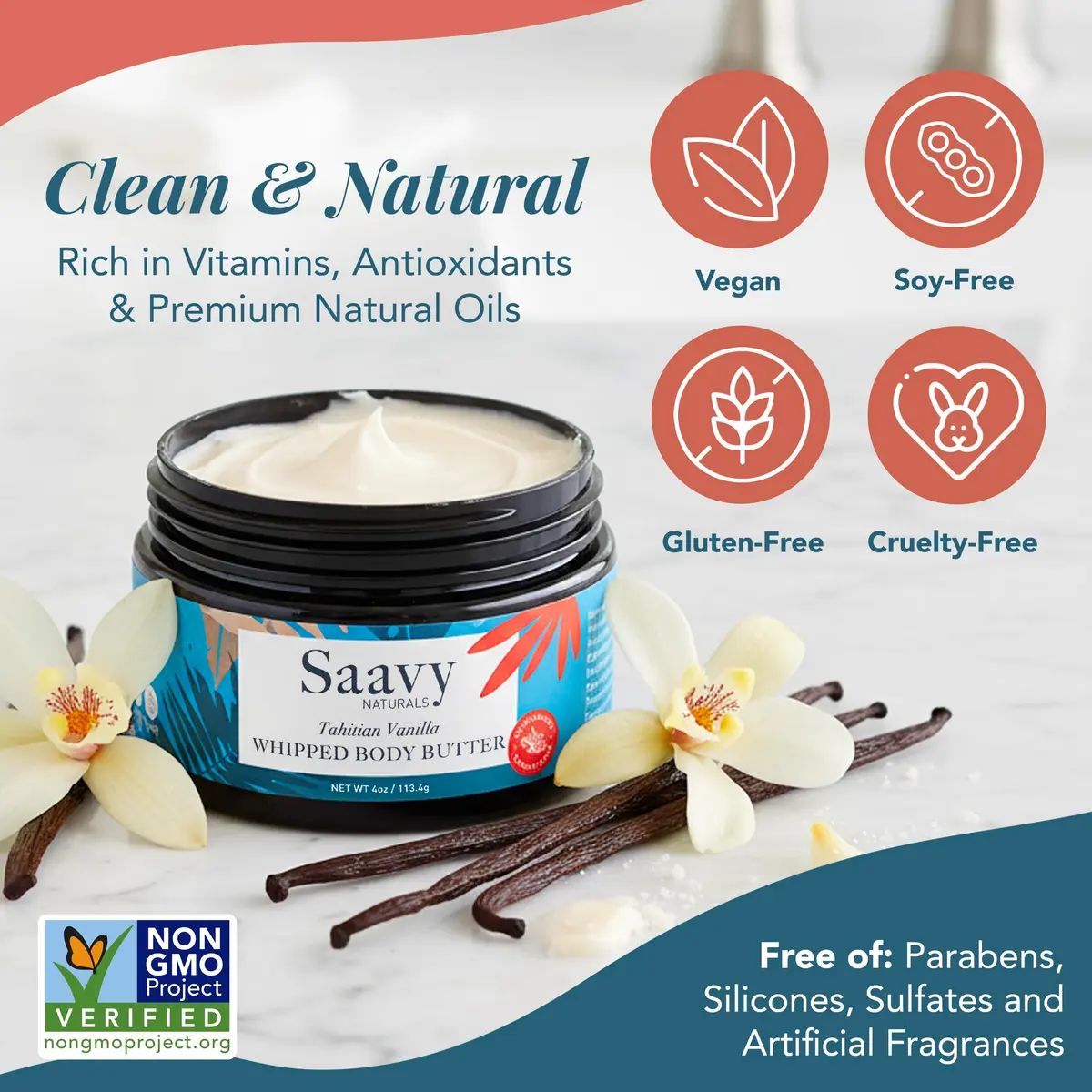 Saavy Naturals Body Scrub - Scented Sugar Vanilla Extract, Vegan Exfoliating with Vitamin E, Gentle for Sensitive Skin – Made in USA – Tahitian Vanilla (1 Pack) - 12 oz - view 5