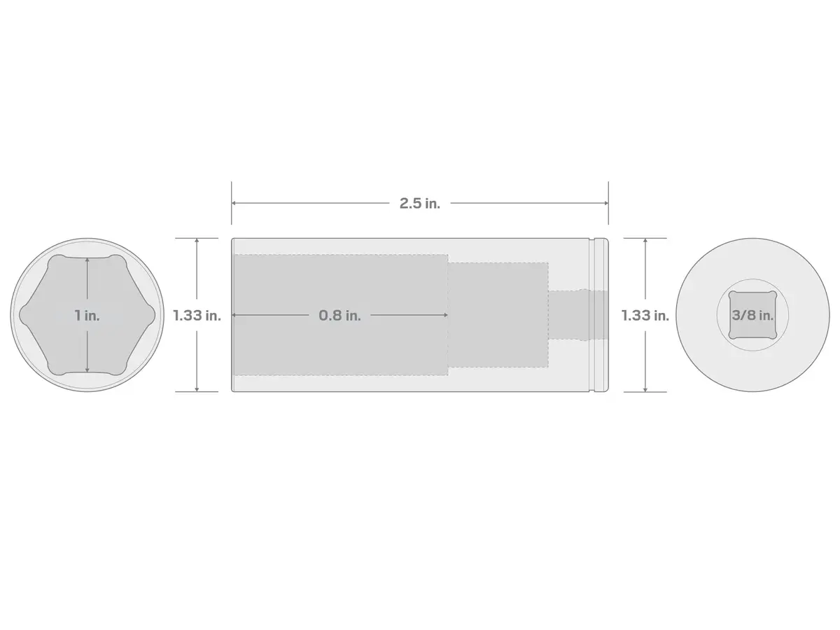 TEKTON 3/8 Inch Drive x 1 Inch Deep 6-Point Socket | SHD13025 - view 6