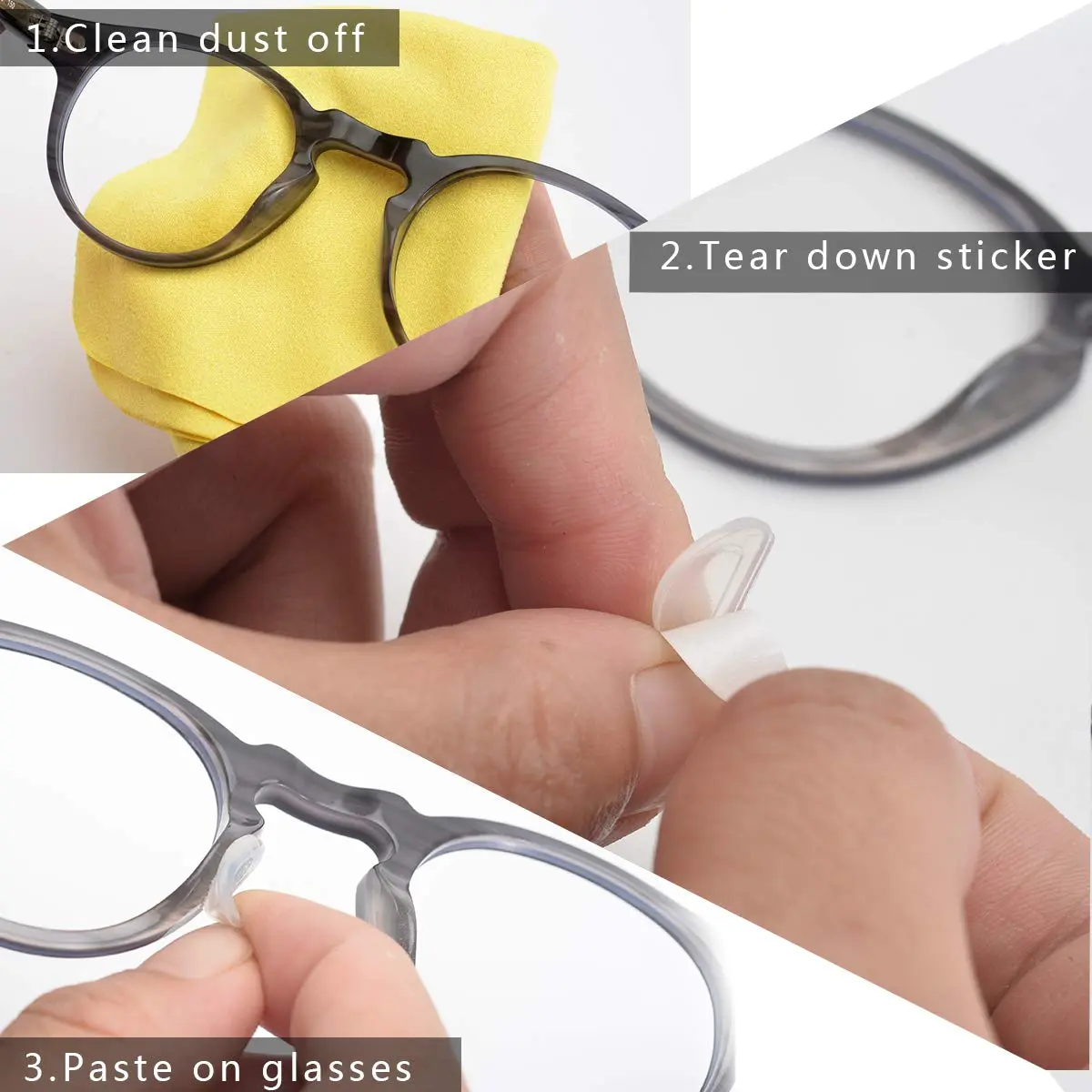 SMARTTOP Adhesive Nose Pad, 20 Pairs | Silicone Anti-Slip for Glasses & Sunglasses, 18mm, 1mm Thick - view 2