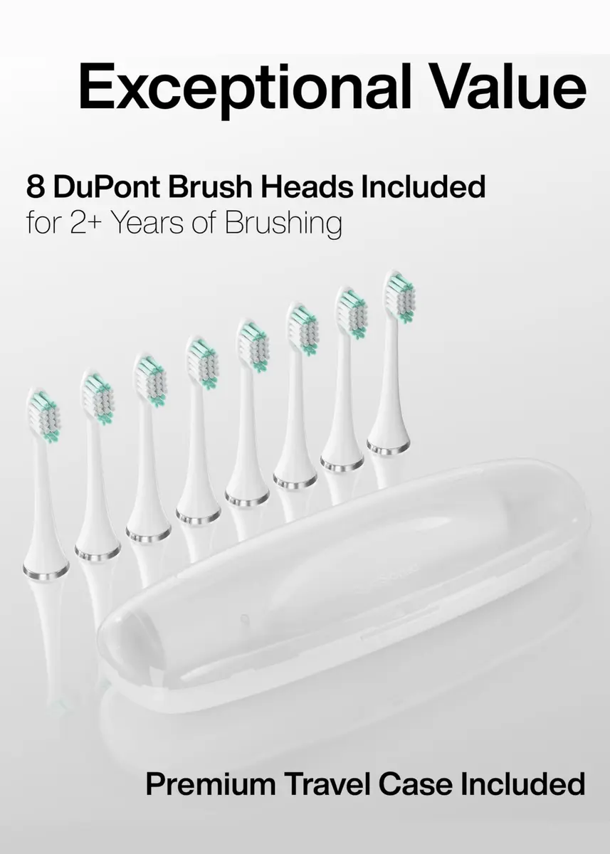 Aquasonic Vibe Series Ultra-Whitening Electric Toothbrush with 8 Brush Heads & Travel Case | ADA Accepted, 40,000 VPM, Wireless Charging - view 5