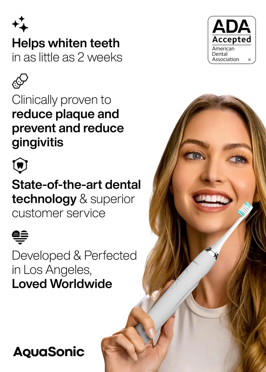 Aquasonic Vibe Series Ultra-Whitening Electric Toothbrush with 8 Brush Heads & Travel Case | ADA Accepted, 40,000 VPM, Wireless Charging - view 6