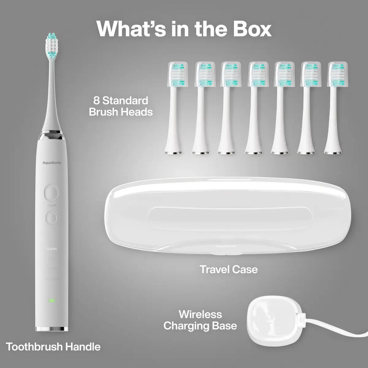 Aquasonic Vibe Series Ultra-Whitening Electric Toothbrush with 8 Brush Heads & Travel Case | ADA Accepted, 40,000 VPM, Wireless Charging - view 7