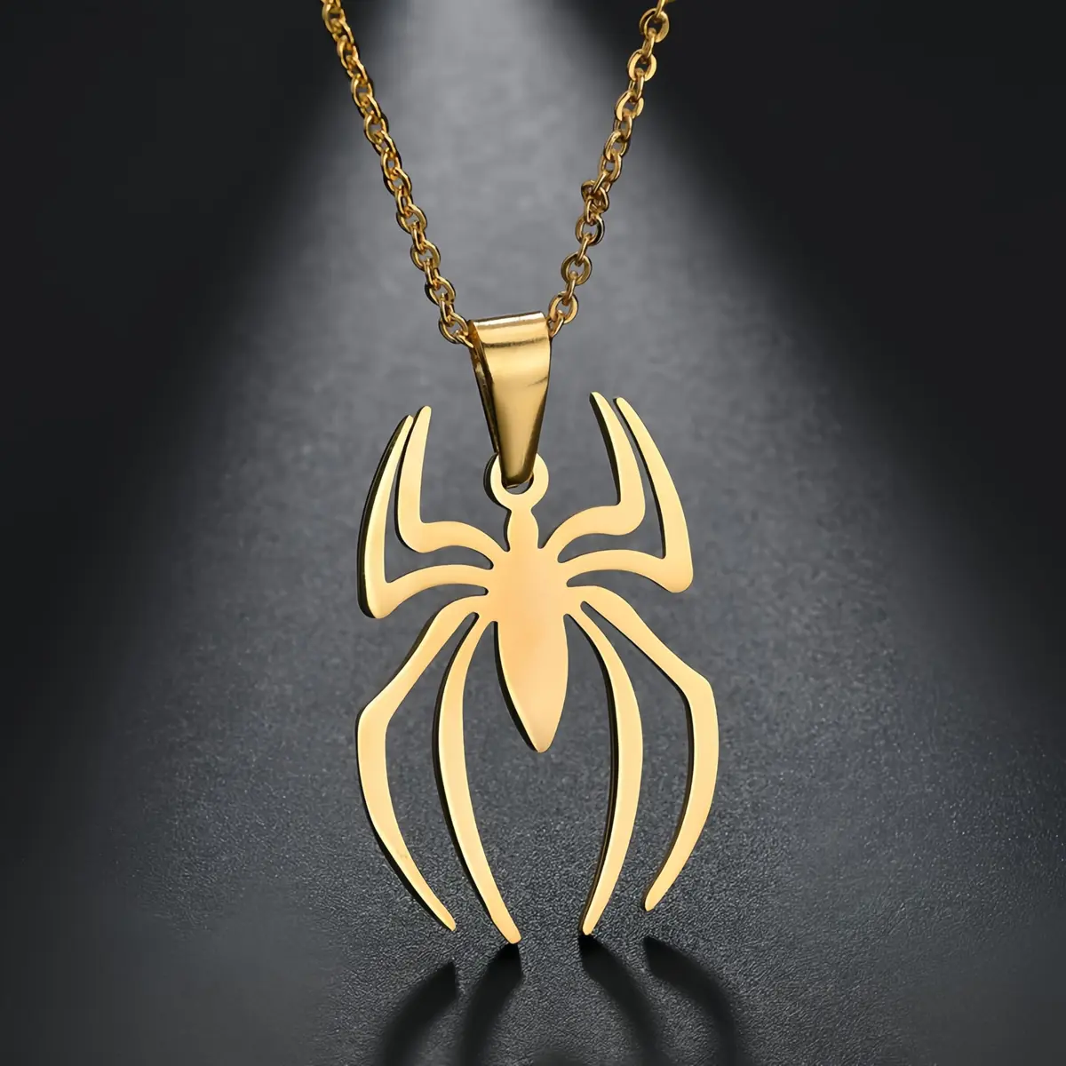 RZCXBS Spider Pendant Necklace for Men and Women Stainless Steel Gold 45 cm (17.71 inches) | Unisex Cool Design - view 4