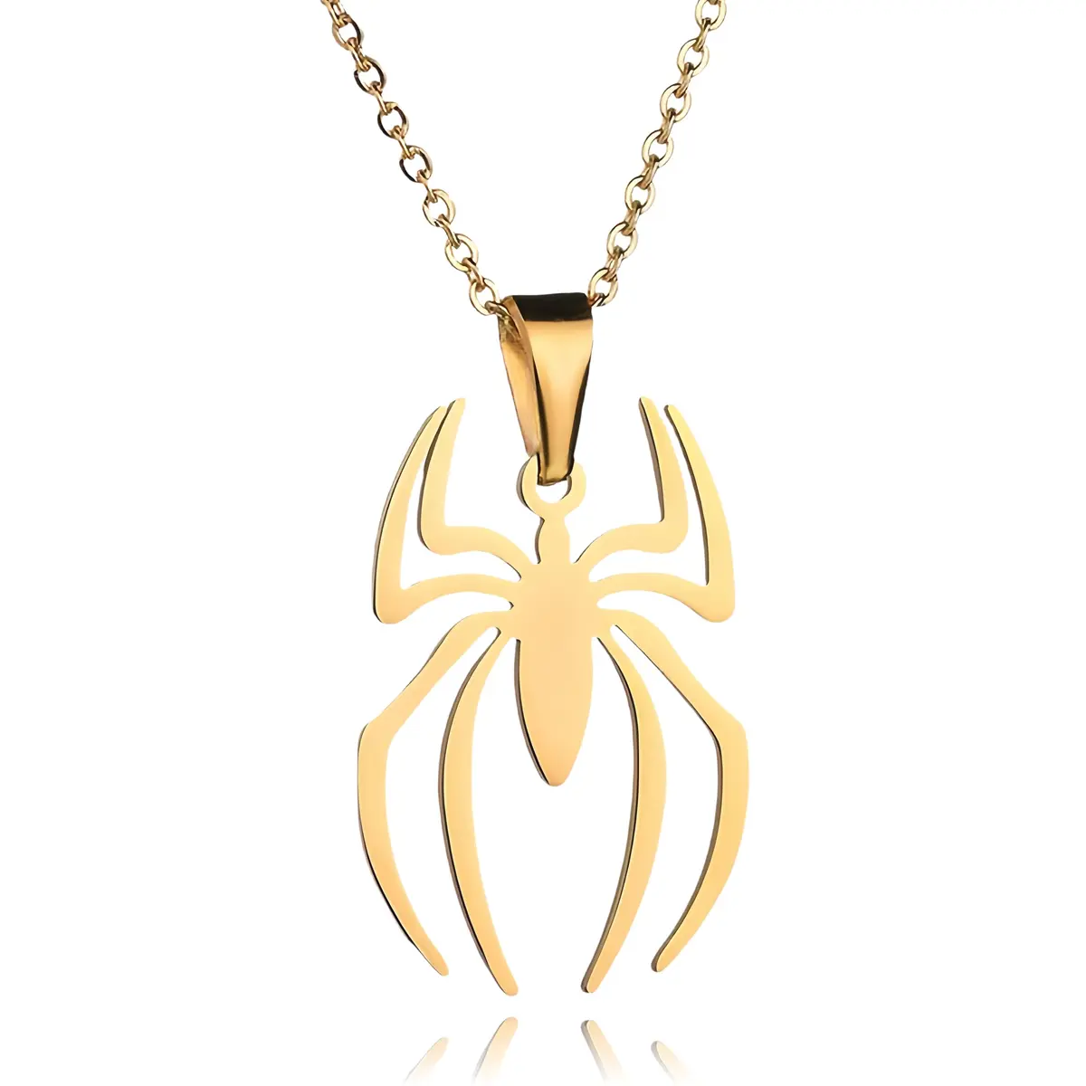 RZCXBS Spider Pendant Necklace for Men and Women Stainless Steel Gold 45 cm (17.71 inches) | Unisex Cool Design - main product image