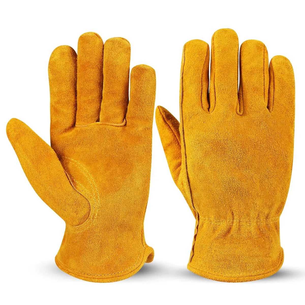 OZERO Leather Work Gloves, Cowhide, Large | Durable, Flexible & Puncture-Resistant for Heavy Duty Tasks - main product image