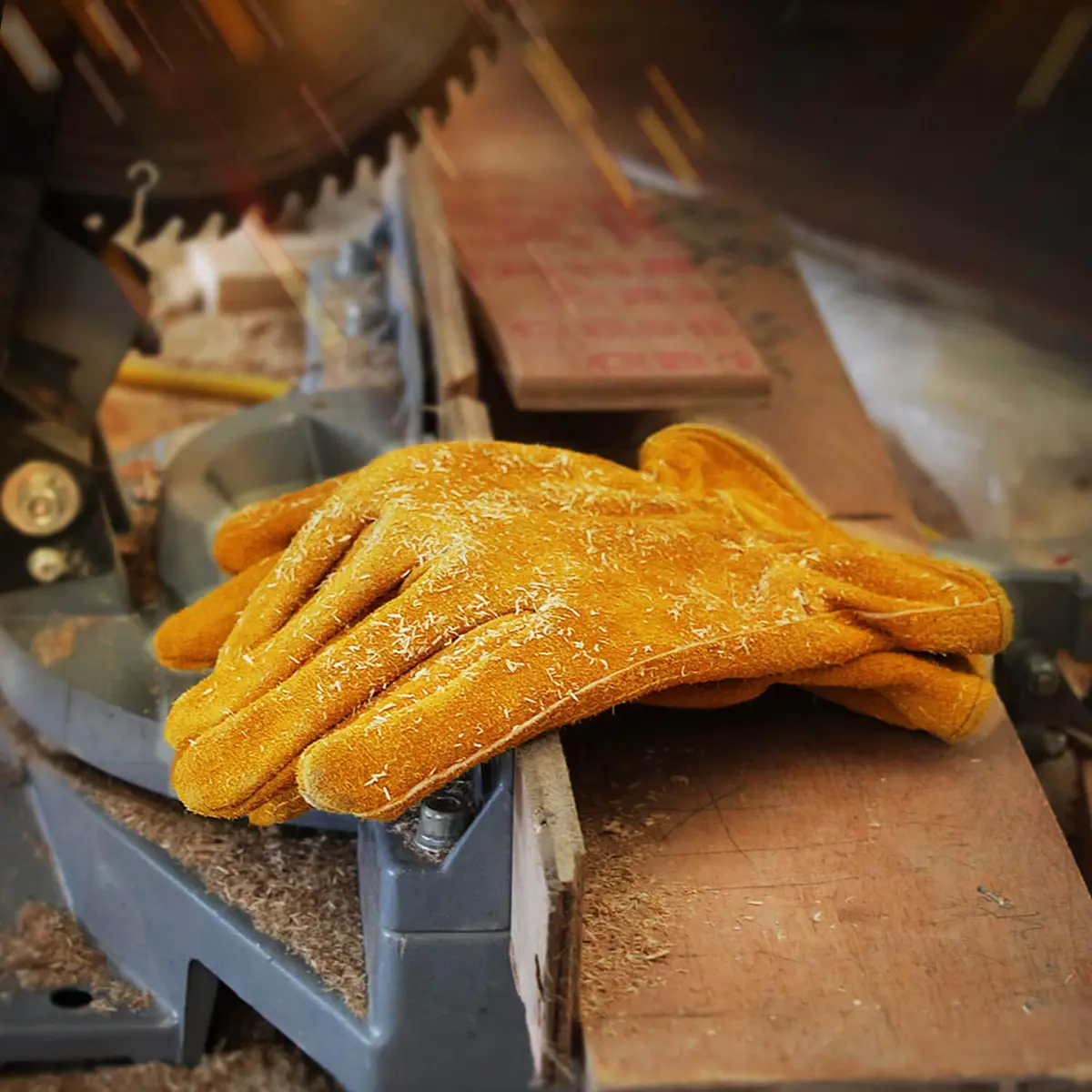 OZERO Leather Work Gloves, Cowhide, Large | Durable, Flexible & Puncture-Resistant for Heavy Duty Tasks - view 7