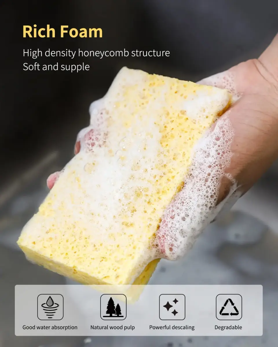 ARCLIBER Heavy Duty Cellulose Kitchen Sponge 12-Pack | Non-Scratch Scrubbing Power - view 4