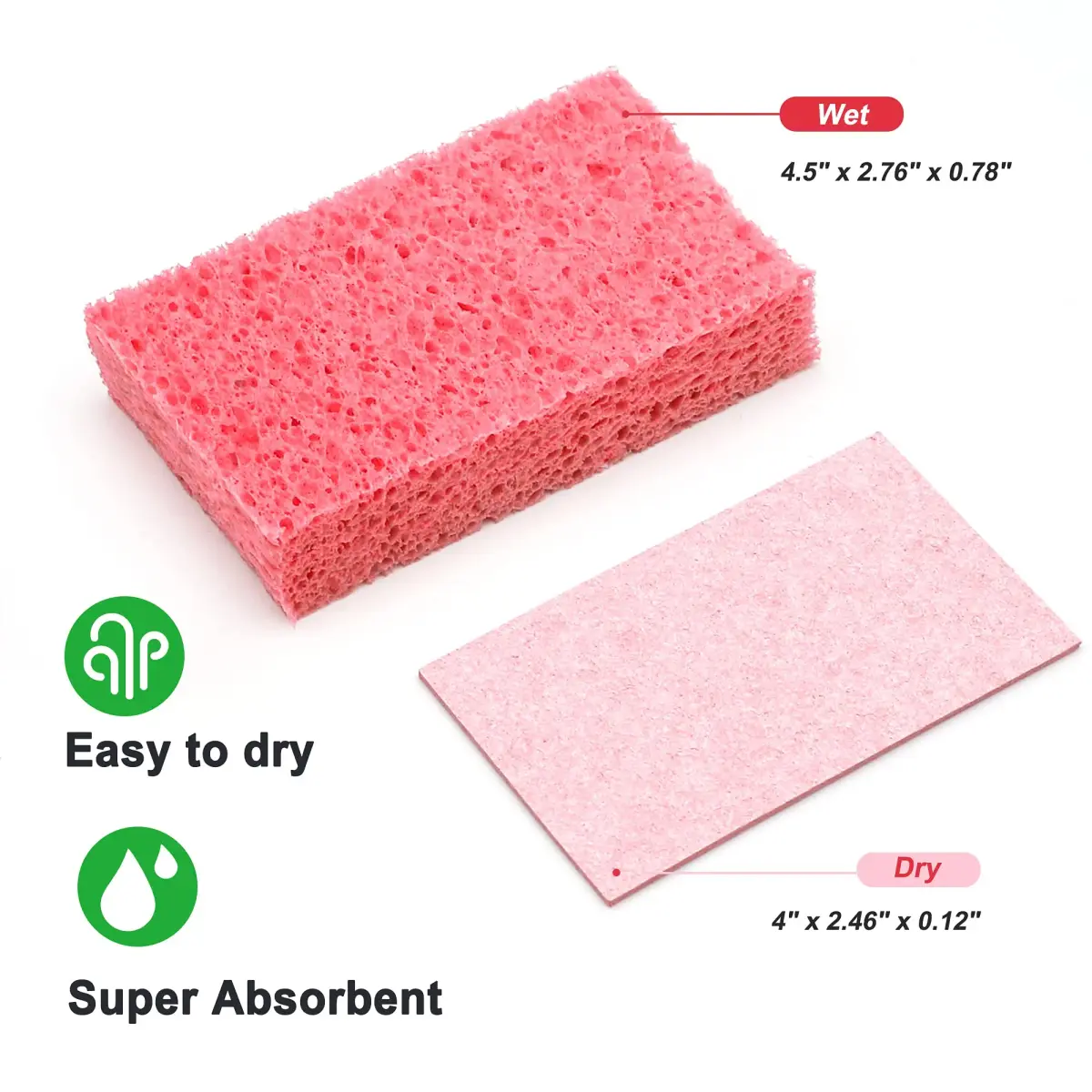 ARCLIBER Heavy Duty Cellulose Kitchen Sponge 12-Pack | Non-Scratch Scrubbing Power - view 2
