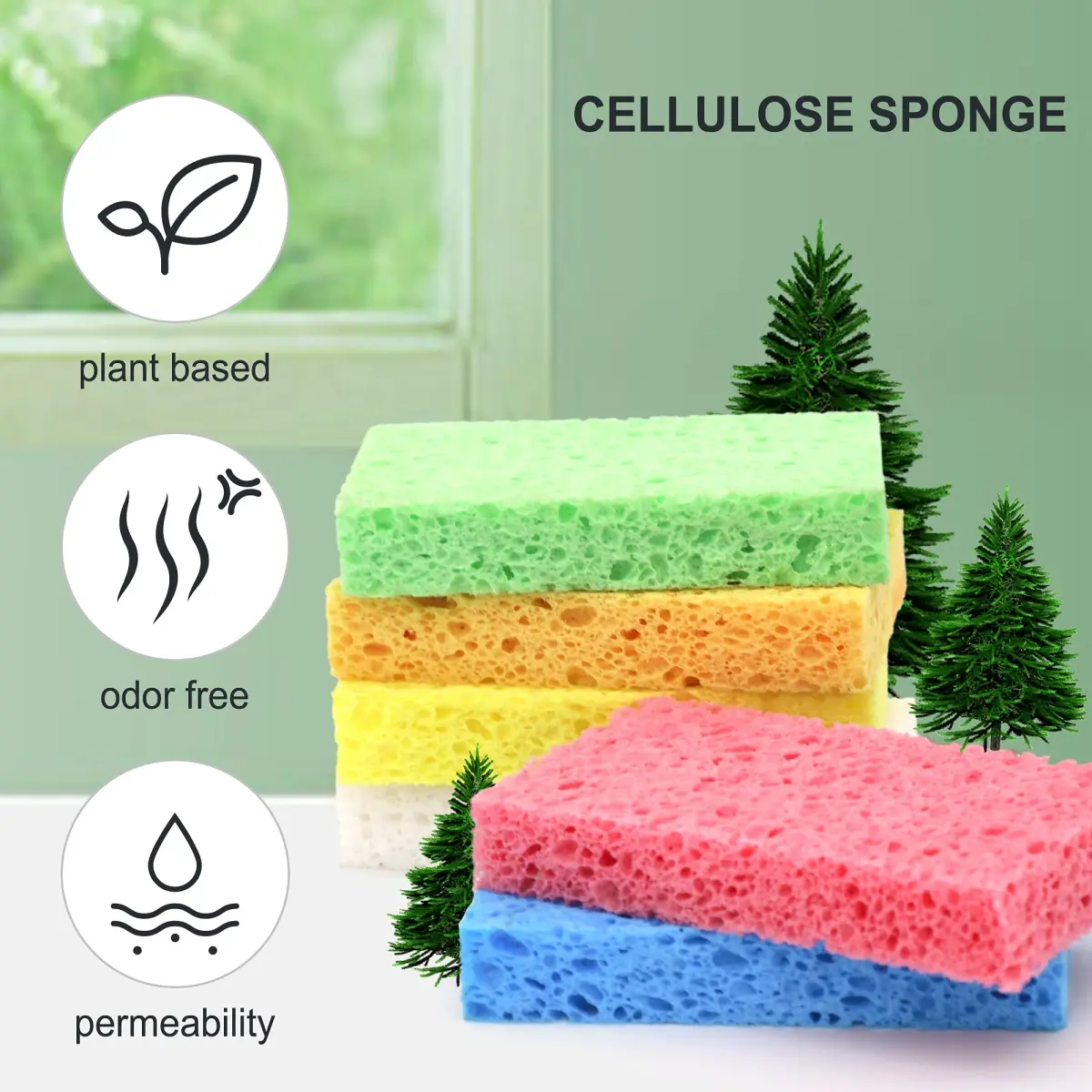 ARCLIBER Heavy Duty Cellulose Kitchen Sponge 12-Pack | Non-Scratch Scrubbing Power - view 3
