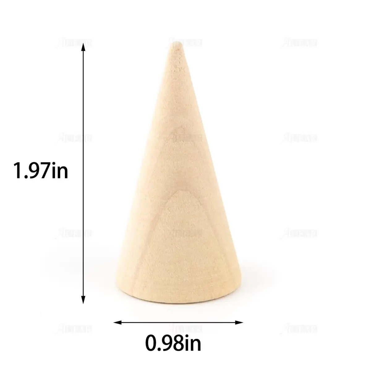 AUEAR 10 Pack Wood Cone Ring Holder 2.5cm (0.98in) Base Diameter x 5cm (1.97in) Height | Simple Natural Wood Display Stands for Rings - view 6