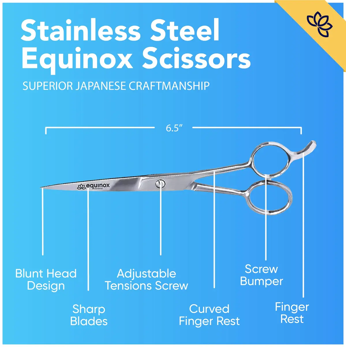 Equinox International Hair Cutting Scissors 6.5” | Precision & Comfort for Men & Women - view 2