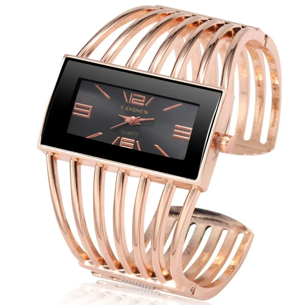 Weicam Women's Quartz Watch Rose Gold | Rectangular Dial Hollow Bracelet Watch - main product image