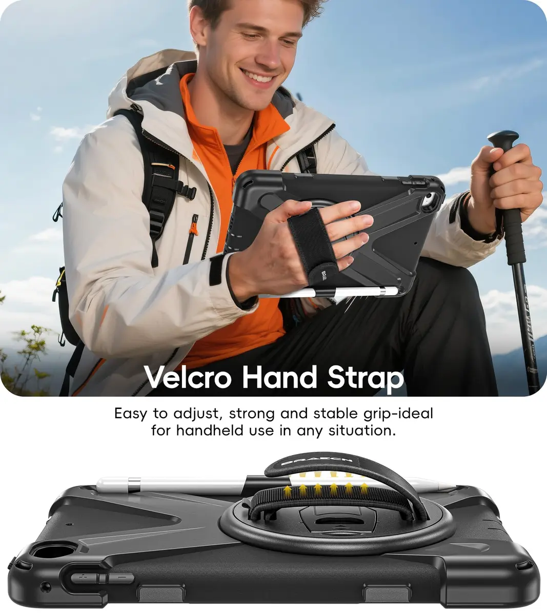 BRAECN iPad mini 5 Case, iPad mini 4 Case - Black | Heavy Duty Drop-Proof with 360° Rotating Kickstand & Adjustable Shoulder Strap - view 6