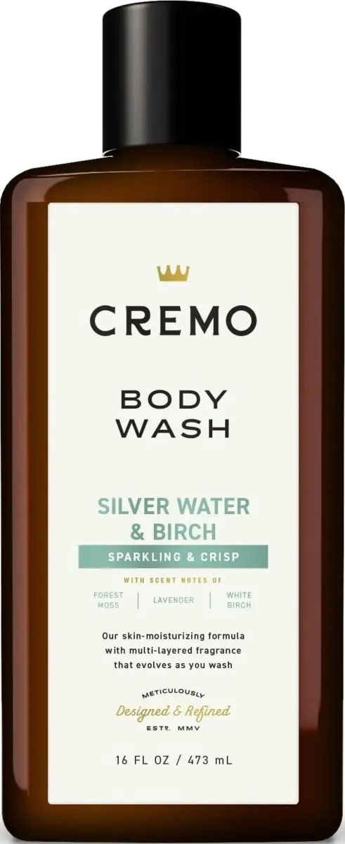 Cremo Men's Body Wash Silver Water & Birch 473ml (16 Fl Oz) | Rich Lathering Moisturizing Shower Gel - main product image
