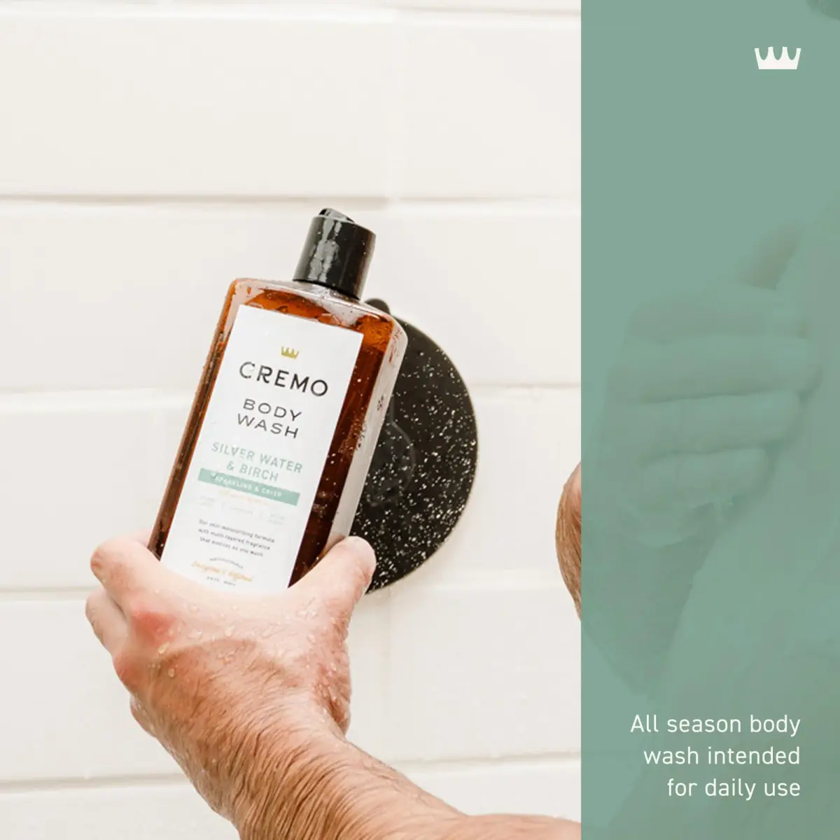 Cremo Men's Body Wash Silver Water & Birch 473ml (16 Fl Oz) | Rich Lathering Moisturizing Shower Gel - view 2