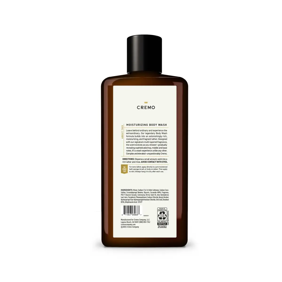 Cremo Men's Body Wash Silver Water & Birch 473ml (16 Fl Oz) | Rich Lathering Moisturizing Shower Gel - view 4