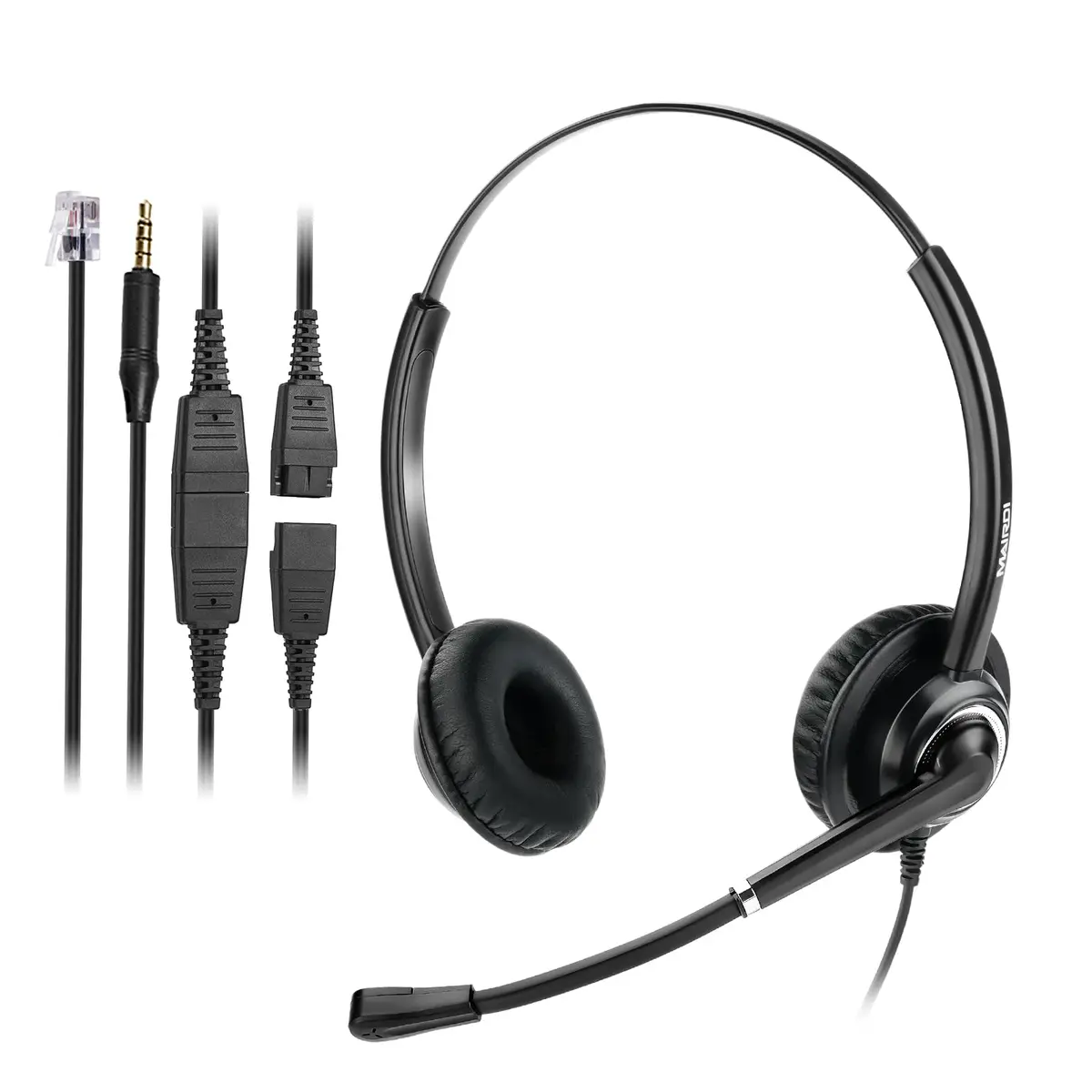 MAIRDI Telephone Headset with RJ9 & 3.5mm Jack | Noise Cancelling Mic for Cisco Phones & PCs - main product image