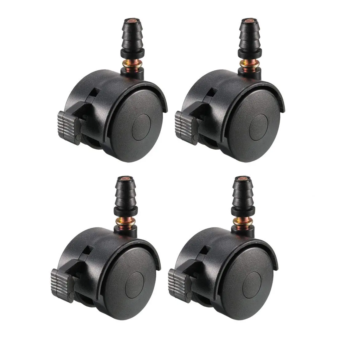 uxcell Swivel Caster Wheels with Brake & Socket 1.5 Inch (39mm) Plastic | Set of 4 - main product image