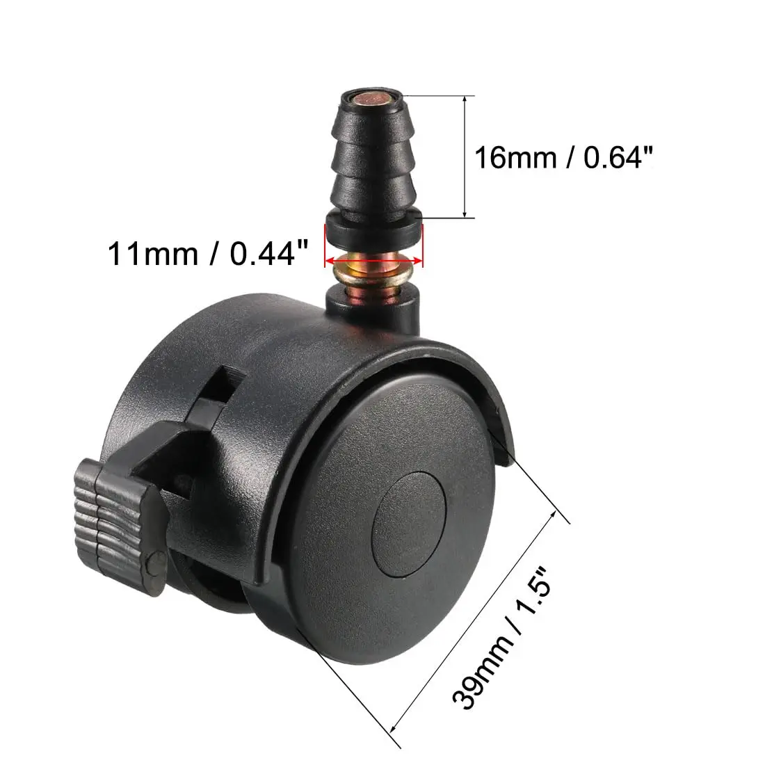 uxcell Swivel Caster Wheels with Brake & Socket 1.5 Inch (39mm) Plastic | Set of 4 - view 2