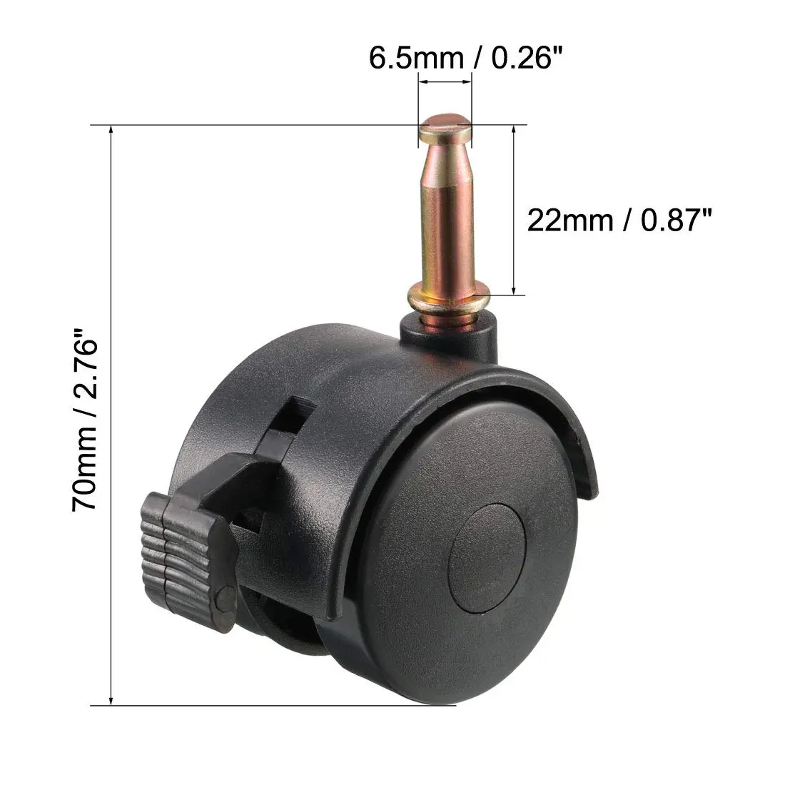 uxcell Swivel Caster Wheels with Brake & Socket 1.5 Inch (39mm) Plastic | Set of 4 - view 3