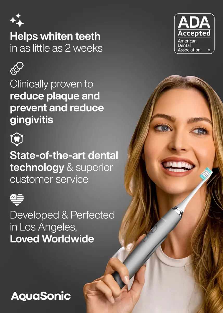Aquasonic Vibe Series Ultra-Whitening Toothbrush Charcoal Metallic | ADA Accepted Electric Toothbrush with 8 Brush Heads & Wireless Charging - view 6