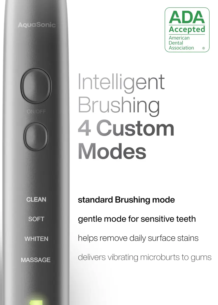 Aquasonic Vibe Series Ultra-Whitening Toothbrush Charcoal Metallic | ADA Accepted Electric Toothbrush with 8 Brush Heads & Wireless Charging - view 4