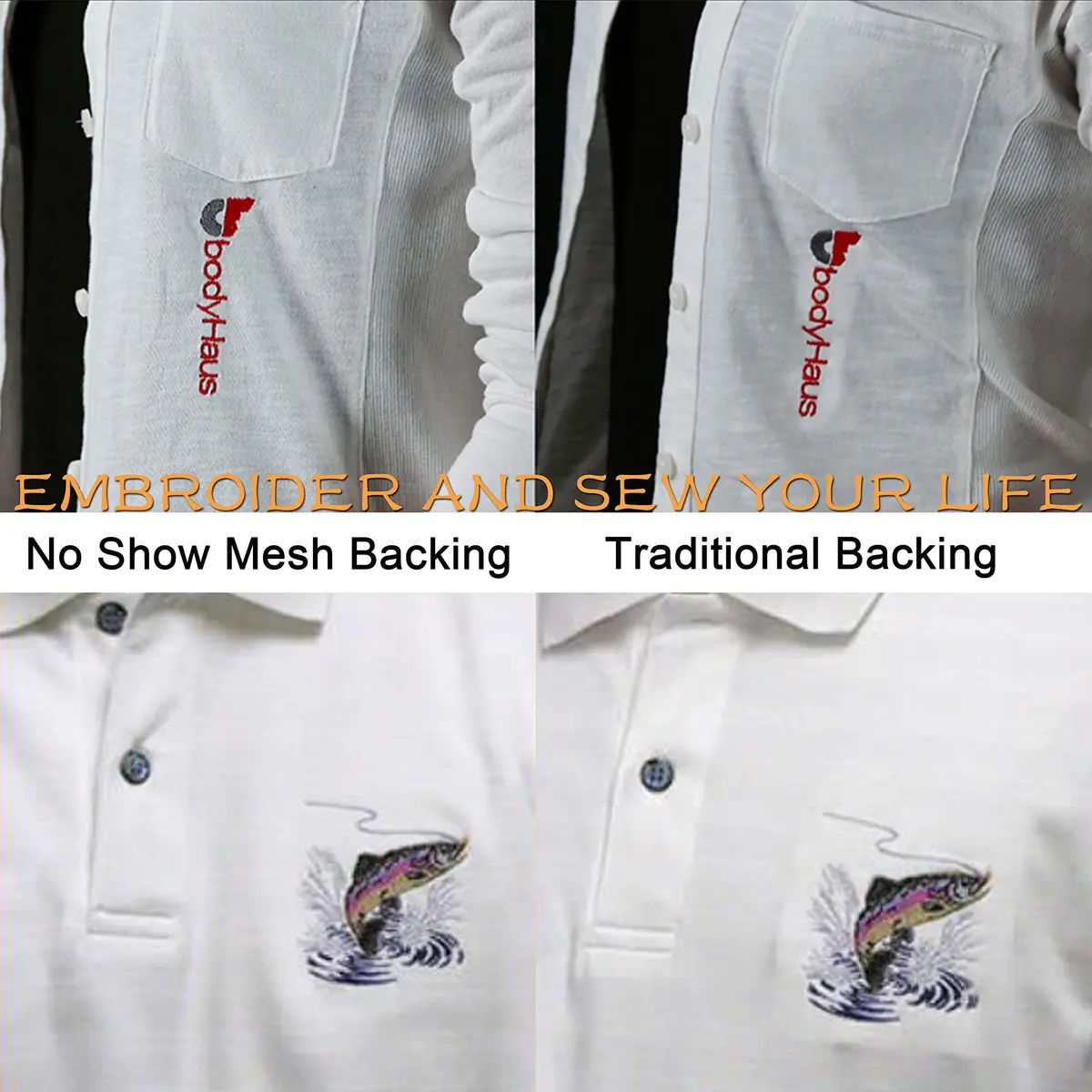 New brothread No Show Mesh Embroidery Stabilizer 10" x 10 Yd Roll | Permanent Support for Stretchy Knits - view 5