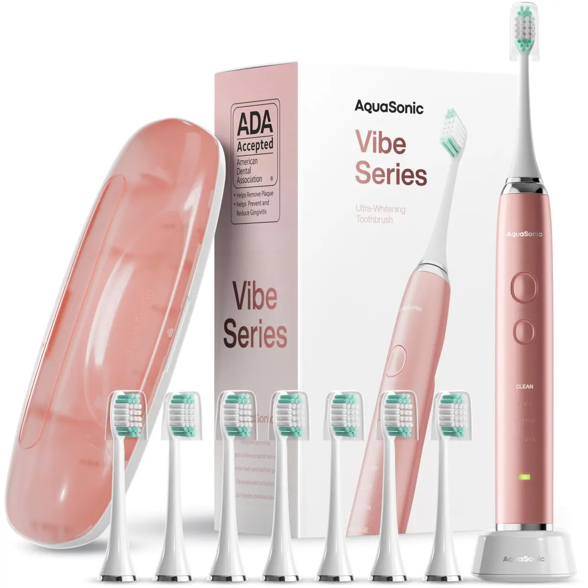 Aquasonic Vibe Series Ultra-Whitening Toothbrush – ADA Accepted Electric Toothbrush 1 Count (Pack of 1) | 40,000 VPM Motor & Wireless Charging - main product image