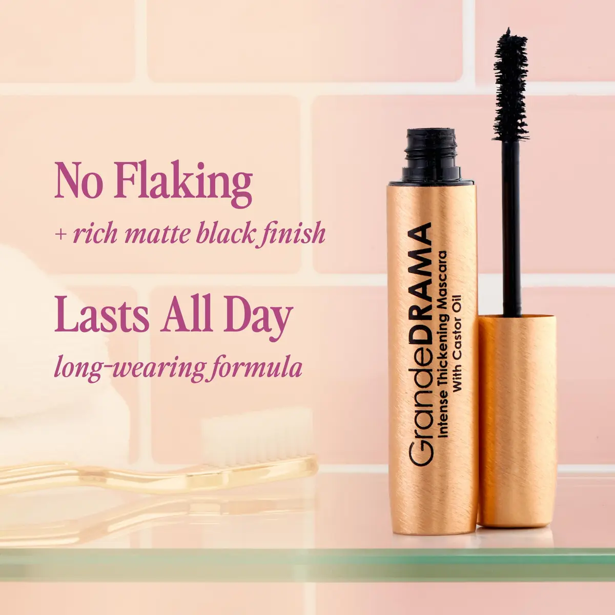Grande Cosmetics GrandeDRAMA Intense Thickening Mascara 0.3 Fl Oz | Lush, Dense, Glossy Lashes with Castor Oil - view 4