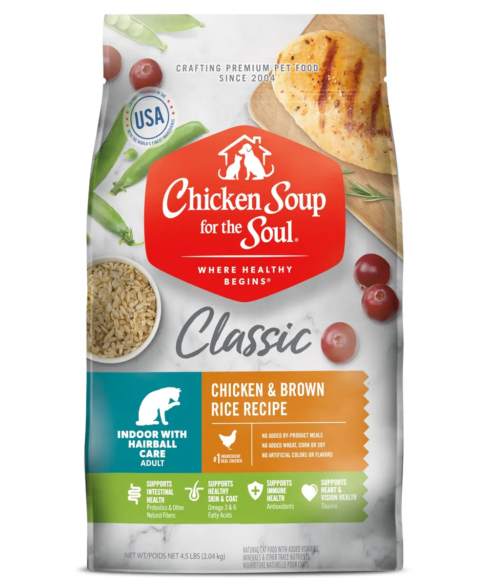 Chicken Soup for the Soul Indoor Cat Food 4.5lb | Supports Hairball & Digestive Health - main product image