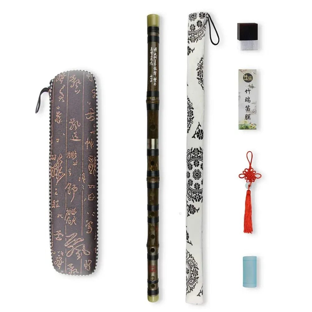 PHYSKOW Black Bamboo Dizi Flute in C Key | 66 cm (26 in) with Accessories - main product image
