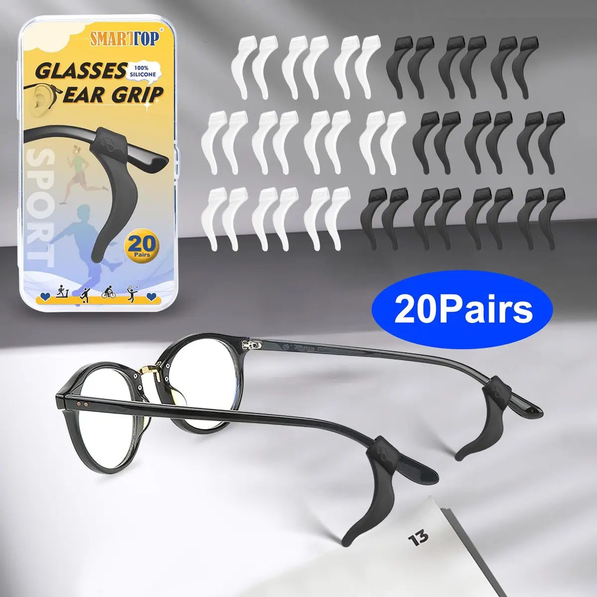 SMARTTOP Silicone Eyeglass Ear Grip 20 Pairs | Anti-Slip, Comfortable, Unisex - view 5