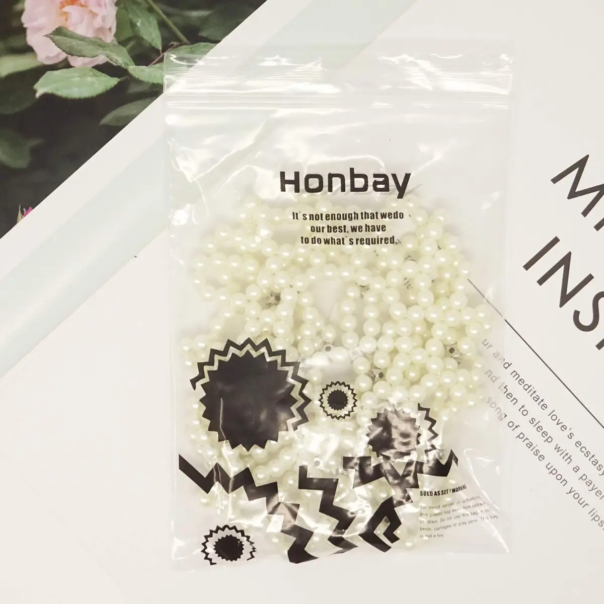 Honbay Hair Bun Cover Elastic Handmade Crochet Hair Net Snood with Pearls and Rhinestones for Ballet, Dance, Skating, etc (White) | Elegant Hair Bun Accessory - view 7