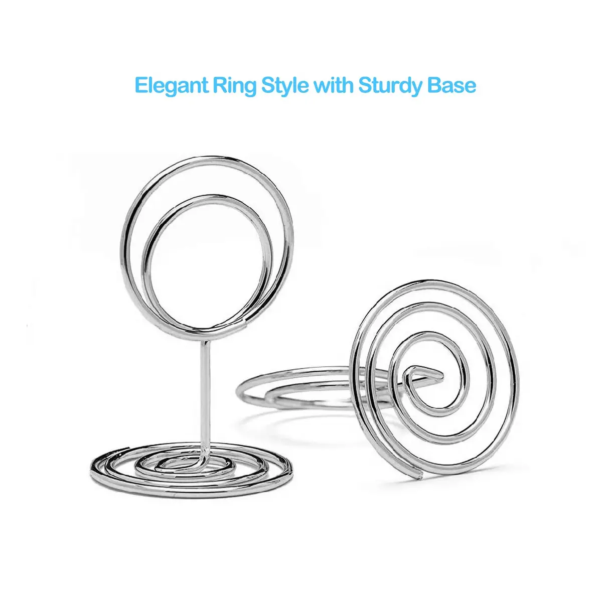 Jofefe Silver 20pcs Mini Place Card Holders with Ring Design | Elegant Table Number Stands for Weddings & Parties - view 3