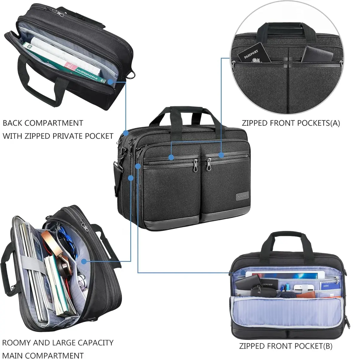 KROSER 17.3 Inch Laptop Computer Bag | Water-Repellent Briefcase with RFID Protection - view 5