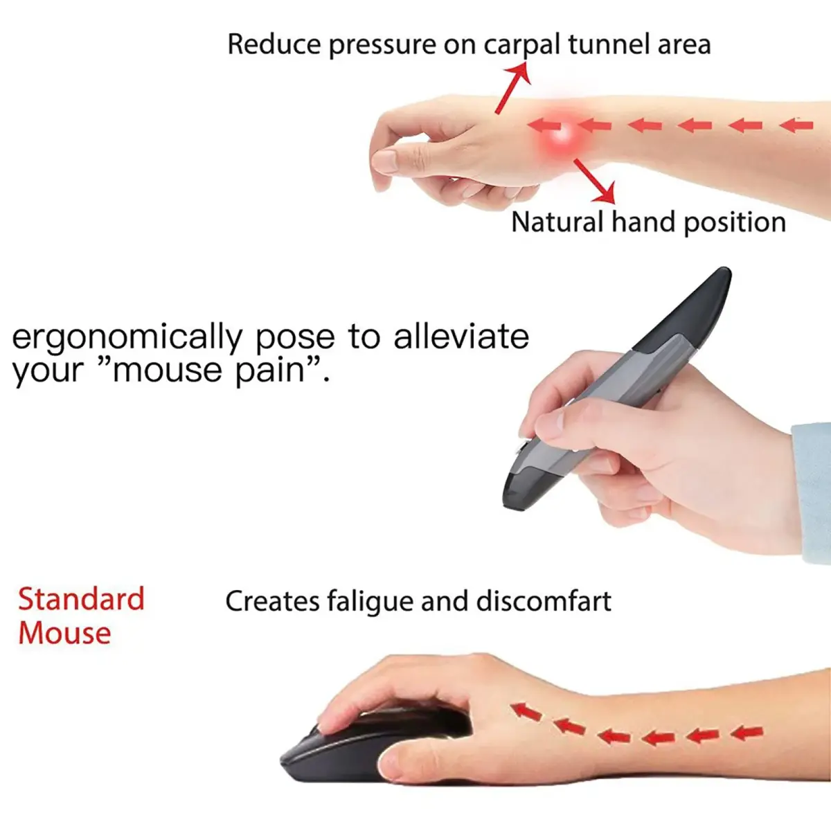 lychee Wireless Optical Pocket Pen Mouse Blue | 1600 DPI Adjustable, 2.4GHz USB Receiver, Ergonomic Design - view 7