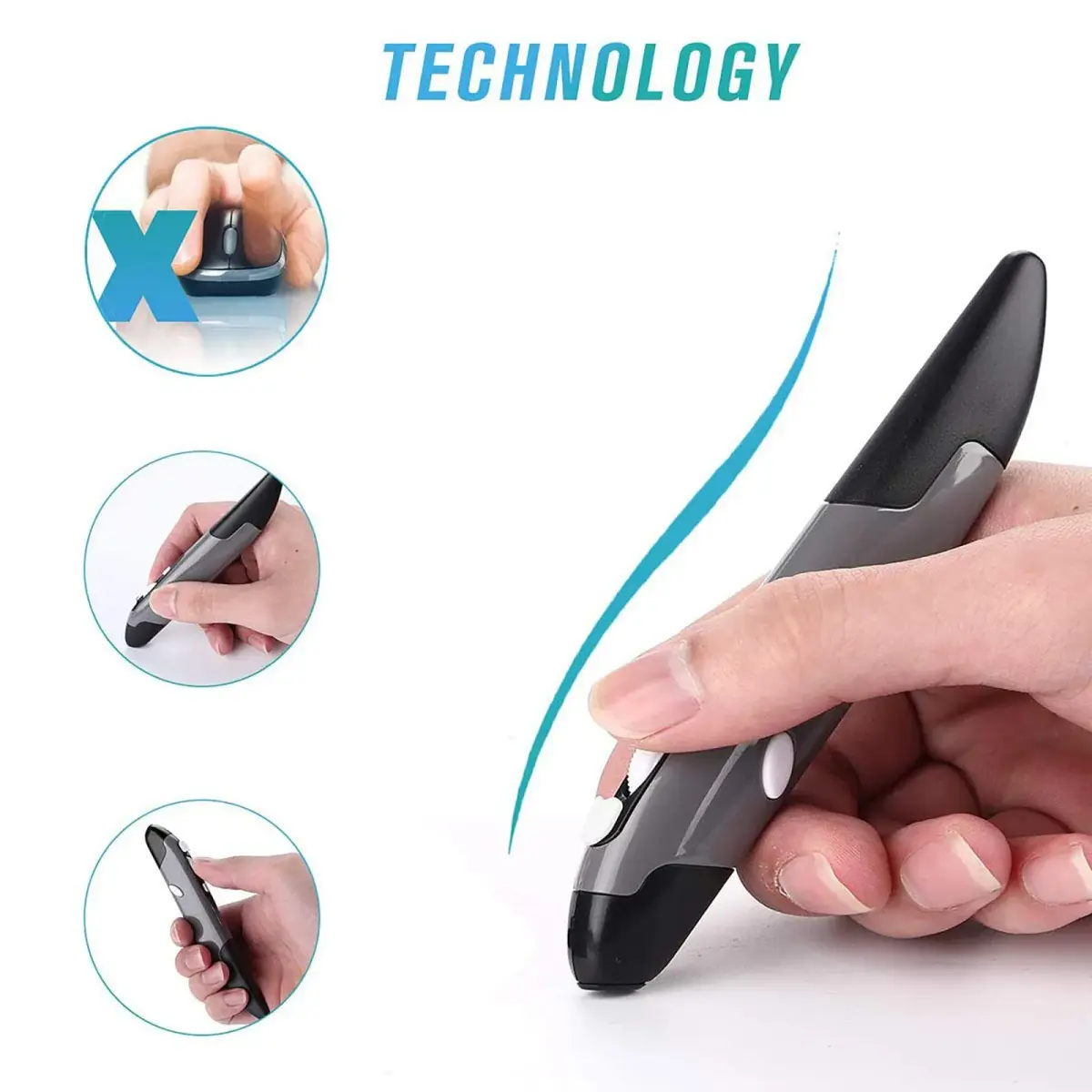 lychee Wireless Optical Pocket Pen Mouse Grey | 1600 DPI Adjustable for PC Laptop Notebook Computer Mac - view 5
