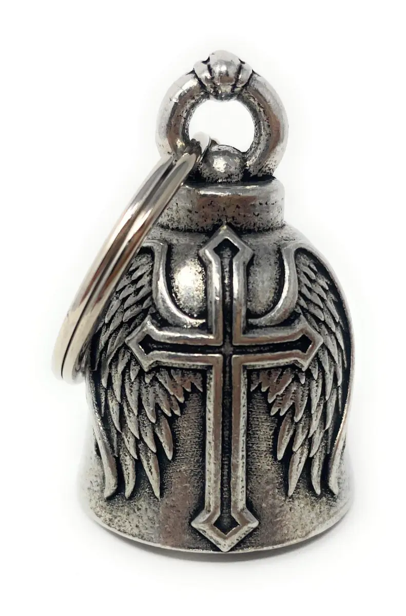Bravo Bells Cross Wing Motorcycle Biker Ride Bell Keychain | Good Luck Charm - main product image
