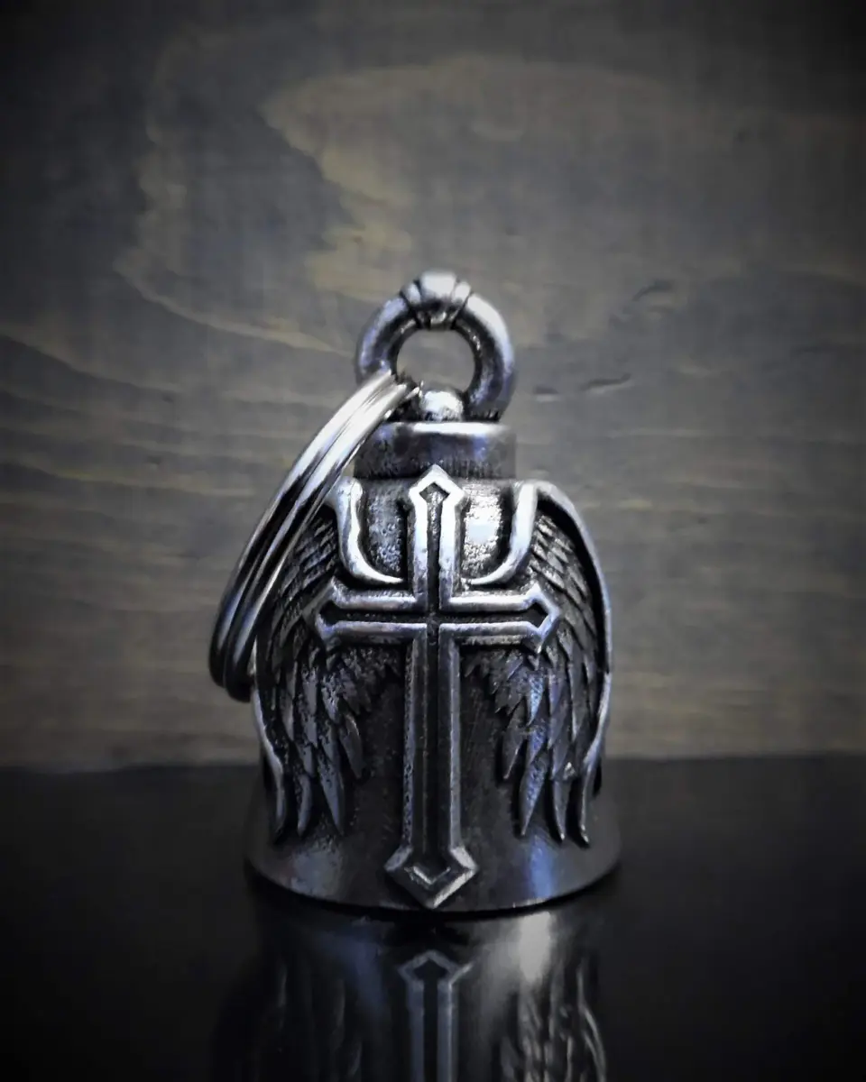 Bravo Bells Cross Wing Motorcycle Biker Ride Bell Keychain | Good Luck Charm - view 4