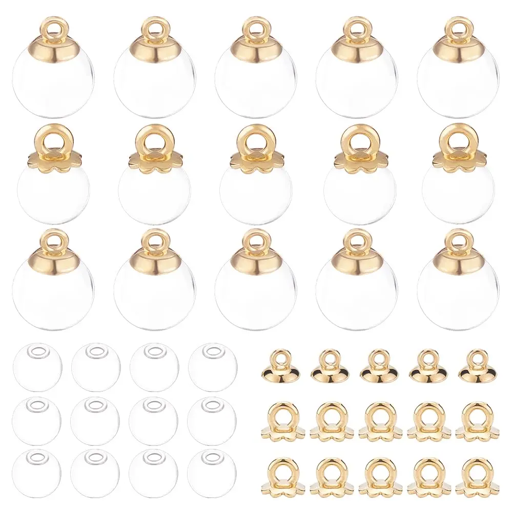 PH PandaHall 30pcs 16mm Clear Glass Globe Bottle Wish Glass Ball Bottles for DIY Pendant Charms Stud Earring Making - main product image