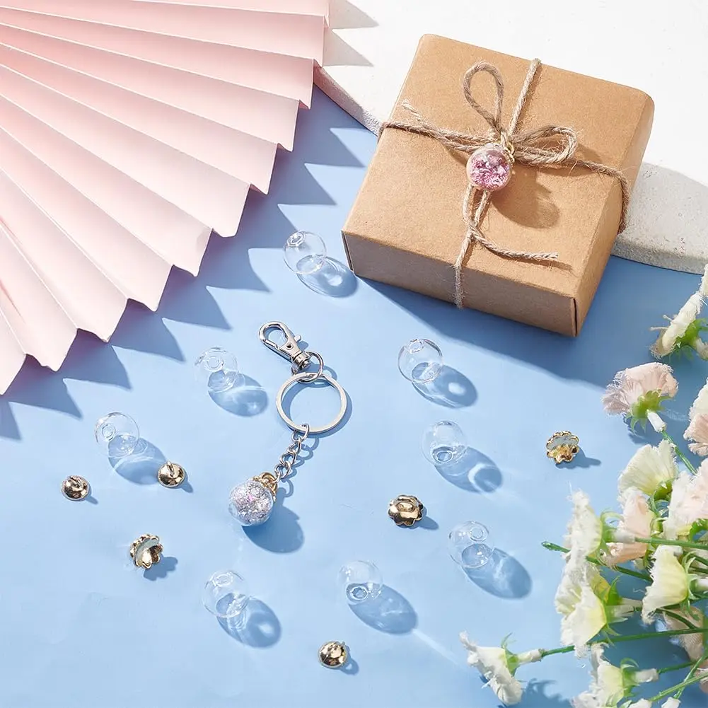 PH PandaHall 30pcs 16mm Clear Glass Globe Bottle Wish Glass Ball Bottles for DIY Pendant Charms Stud Earring Making - view 2
