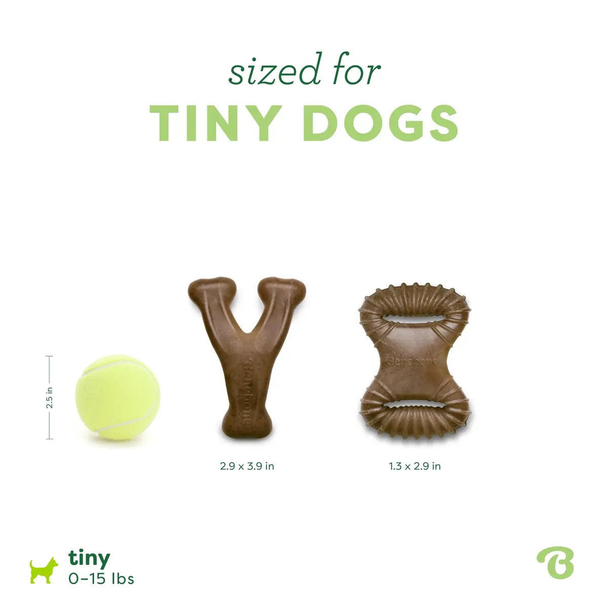 Benebone Tiny 2-Pack Dog Chew Toys, Real Bacon Flavor | Durable Nylon for Small Dogs - view 4