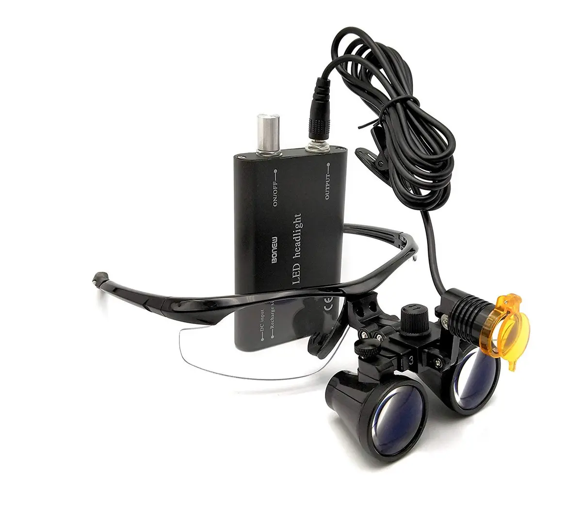 EAST 3.5X 420mm Surgical Binocular Loupes & LED Head Light | Optical Glass, 15000+ Lux, 5+ Hour Battery (Black) - view 3