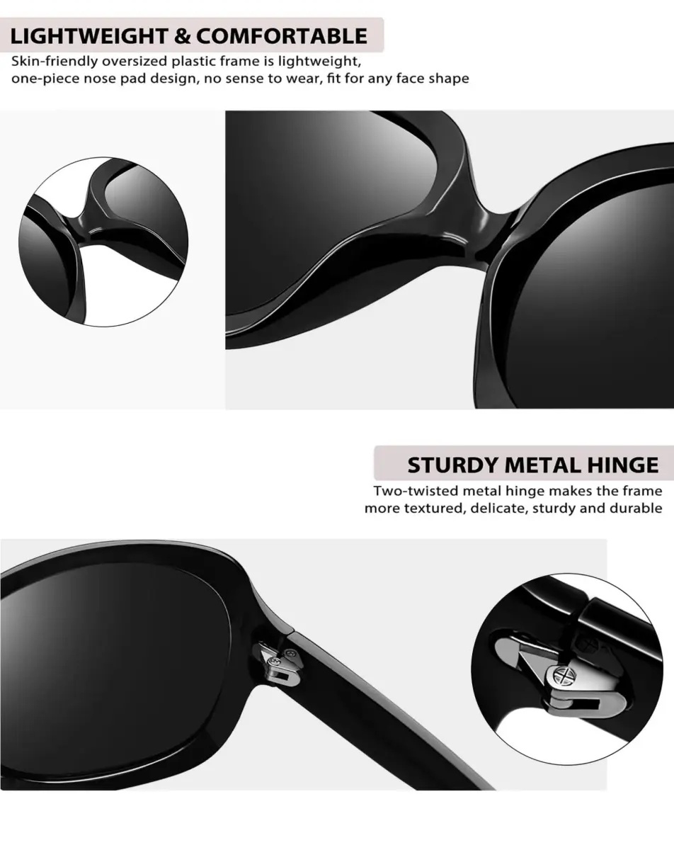 Joopin Oversized Butterfly Sunglasses for Women | Polarized UV400 Protection - view 4